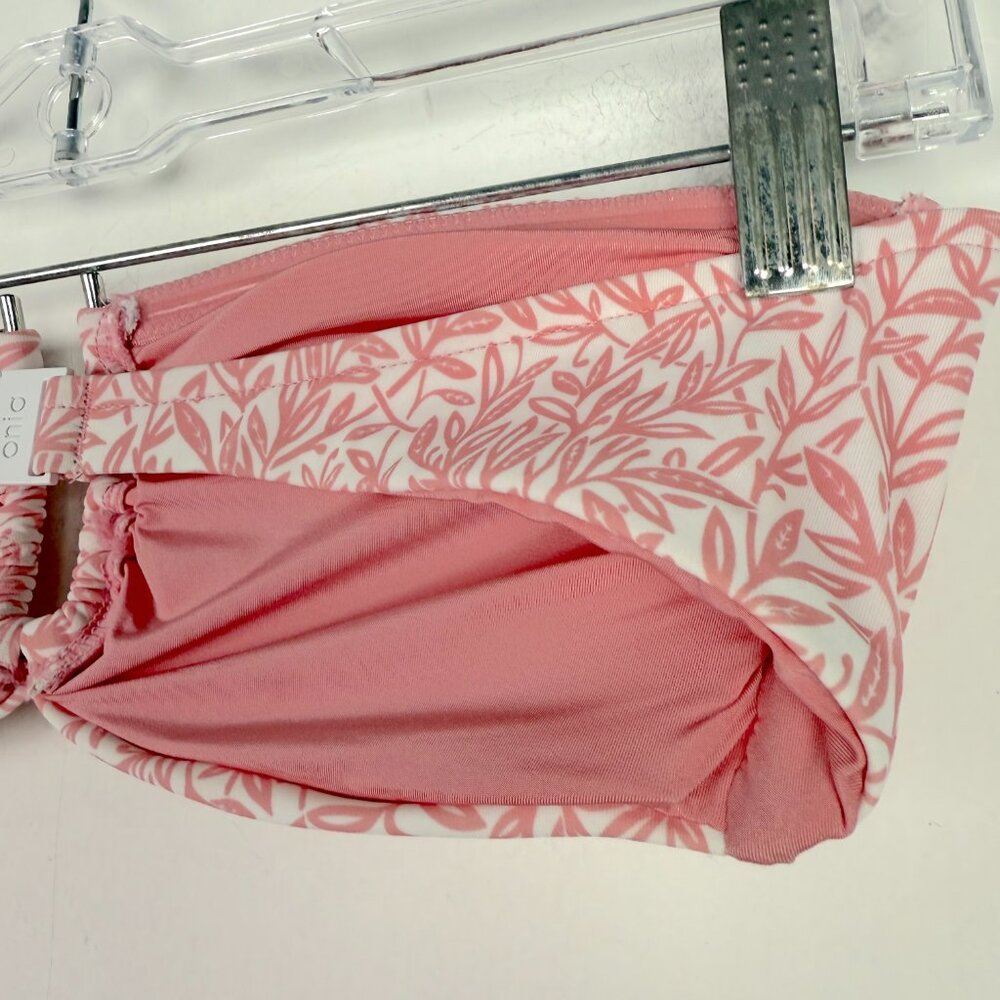 NWOT Onia Genevieve Bikini Top Rosette White Micro Leaves Pink Size Small S NEW - Picture 8 of 11